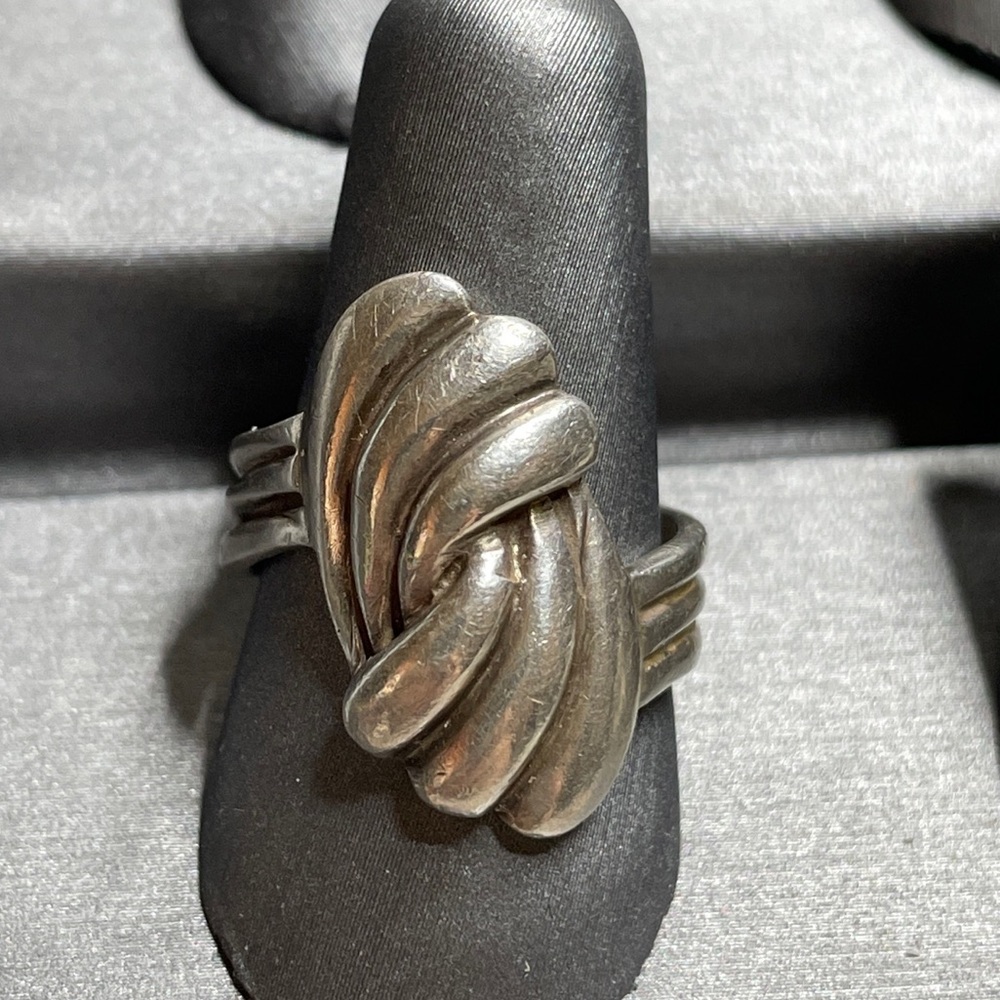 Sterling Silver Knotted Statement Ring - Silver